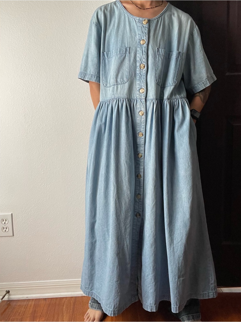 Vtg 90’s Fads denim maxi dress